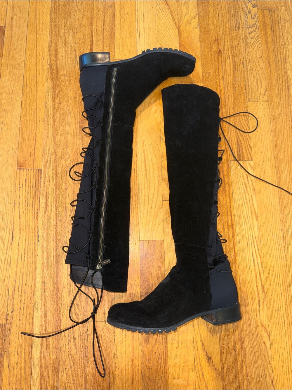Michael Kors Women's Black Suede Knee-High Lace-Up Boots 10 M - Picture 3 of 7